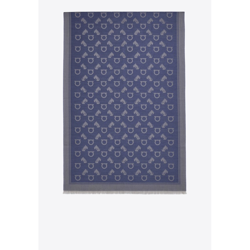 Feline and Gancini Jacquard Stole Denim Onesize