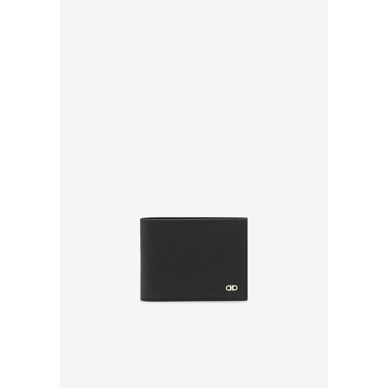 Gancini Grained Leather Bi-Fold Wallet Black Onesize
