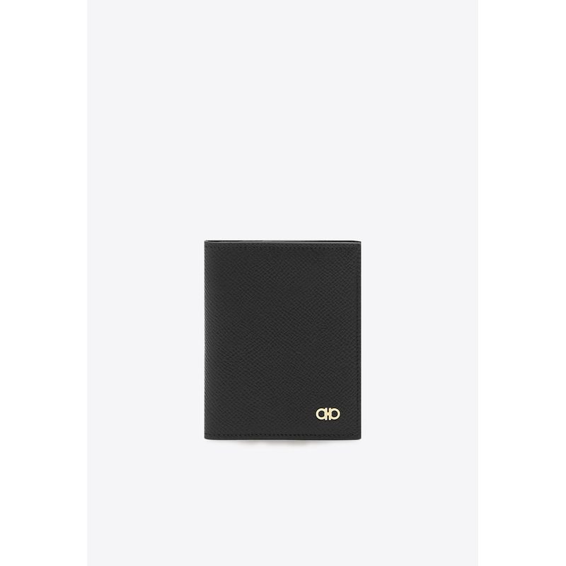Gancini Grained Leather Cardholder Black Onesize