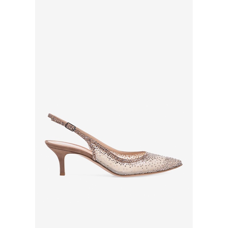 Regina 55 Crystal-Embellished Slingback Pumps Praline wshoeseu_EU 36