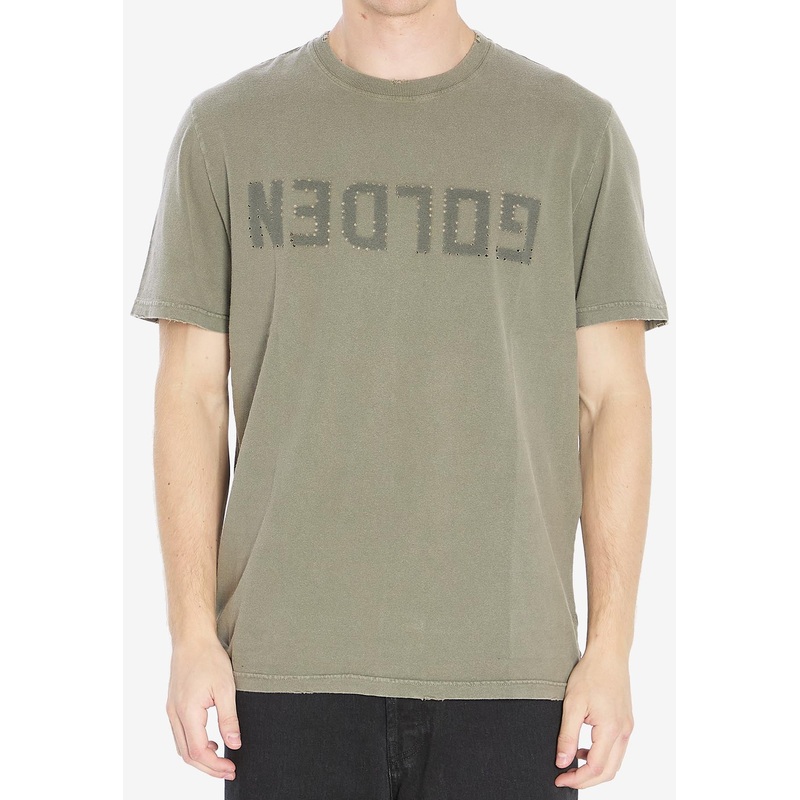 Reversed Golden Distressed T-shirt Olive mrtwstd_S