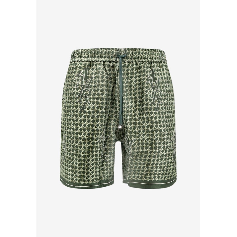 Staggered Houndstooth Silk Bermuda Shorts Green mrtwit_IT 46