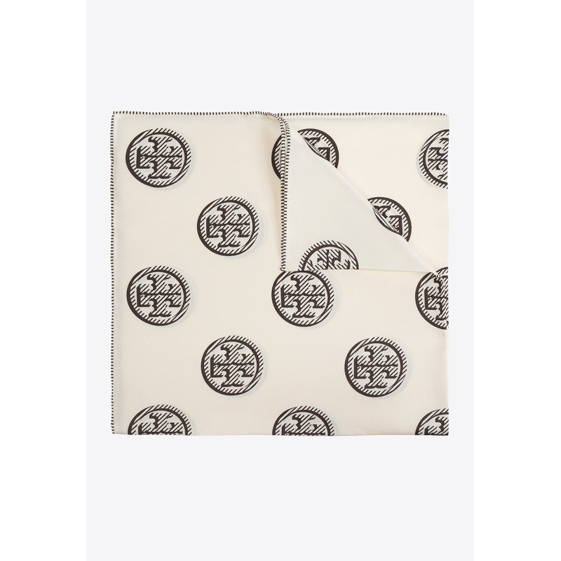 T Monogram Reversible Silk Neckerchief Cream Onesize