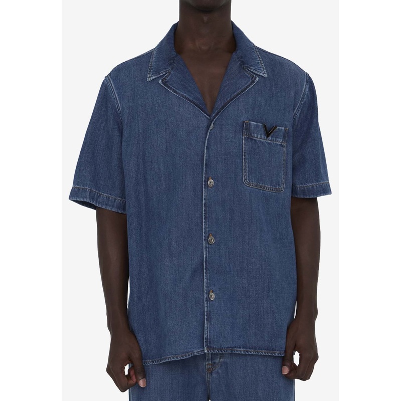 VLogo Denim Shirt Blue mrtwit_IT 46
