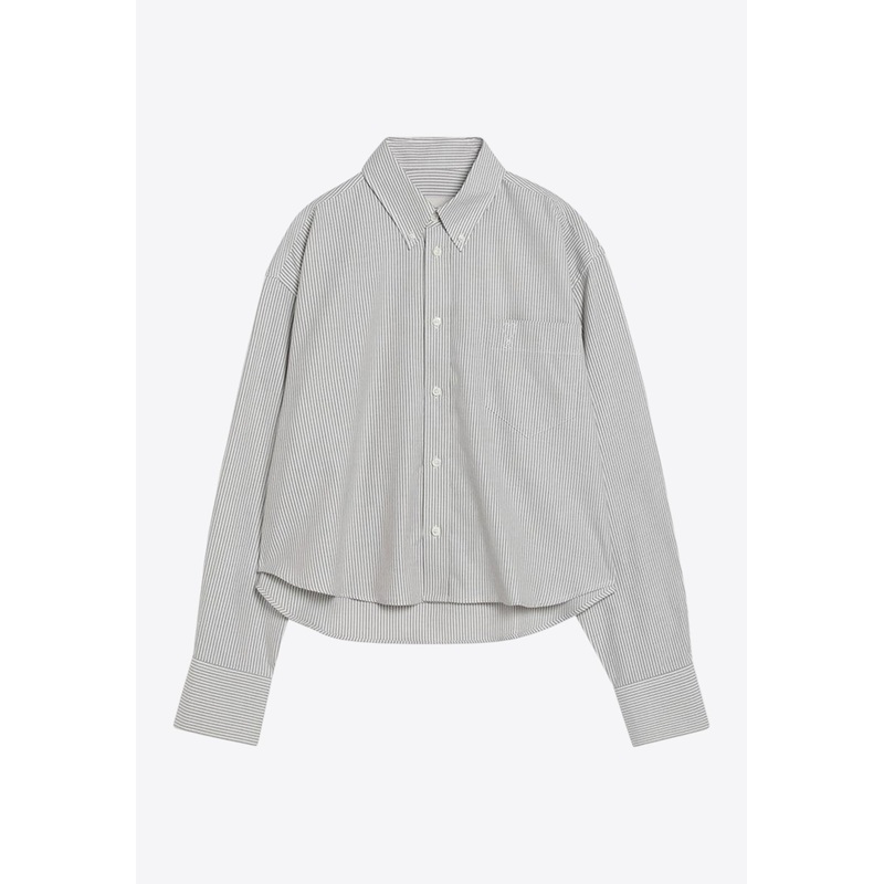 Ami De Coeur Striped Long-Sleeved Shirt Gray wrtwstd_XS