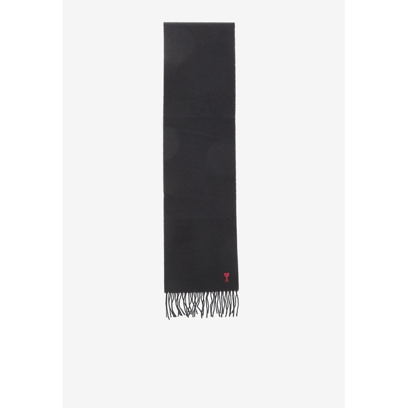 Ami De Coeur Wool Fringed Scarf Black Onesize