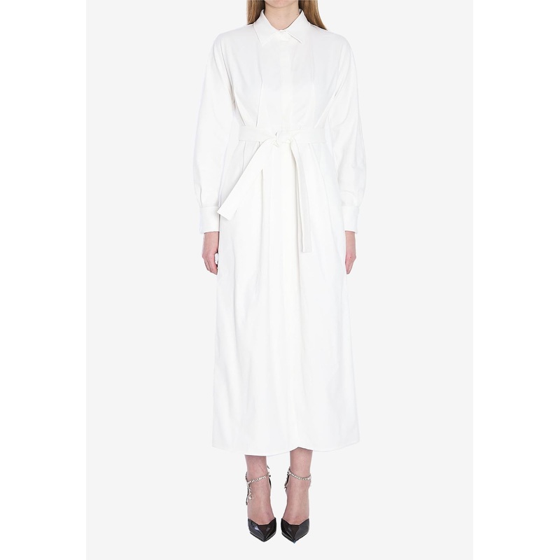 Arezzo Long-Sleeved Midi Shirt Dress White wrtwit_IT 42
