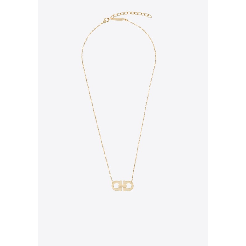 Double Gancini Pendant Necklace Gold Onesize