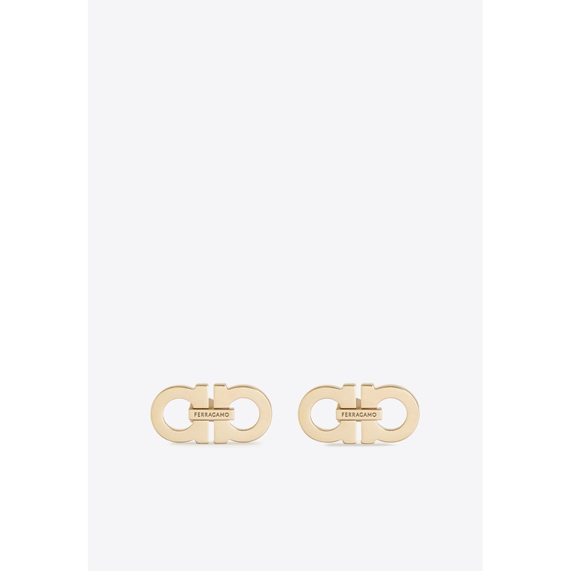 Double Gancini Stud Earrings Gold Onesize