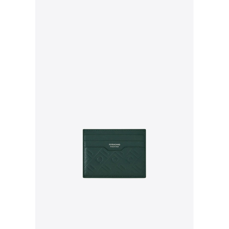 Embossed Monogram Leather Cardholder Moss Onesize
