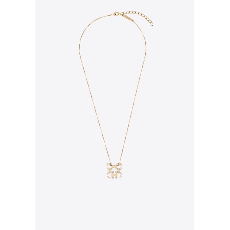 Four Gancini Crystal Pendant Necklace Gold Onesize
