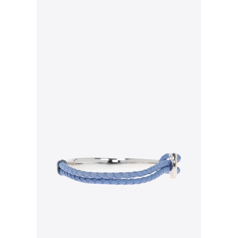 Gancini Braided Leather Bracelet Blue Onesize