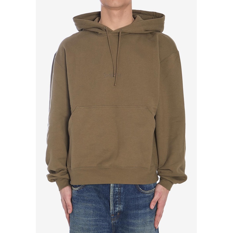 Logo Embroidered Drawstring Hoodie Green mrtwstd_S