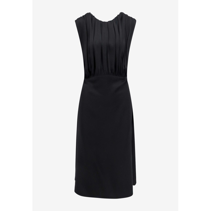 Satin Draped Midi Dress Black wrtwde_DE 38