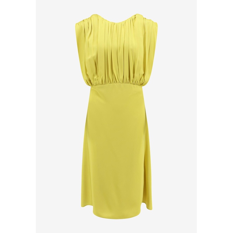 Satin Draped Midi Dress Yellow wrtwde_DE 38
