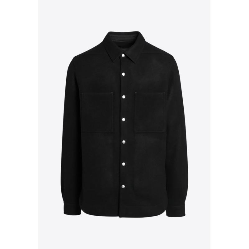 Wool Flannel Long-Sleeved Shirt Black mrtwit_IT 46