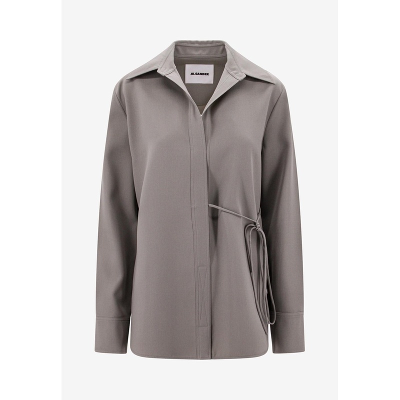 Wool Long-Sleeved Wrap Shirt Green wrtwde_DE 34