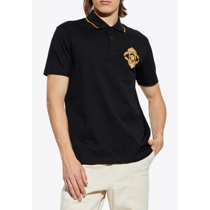 Architectural Baroque Embroidered Polo T-shirt Black mrtwstd_S