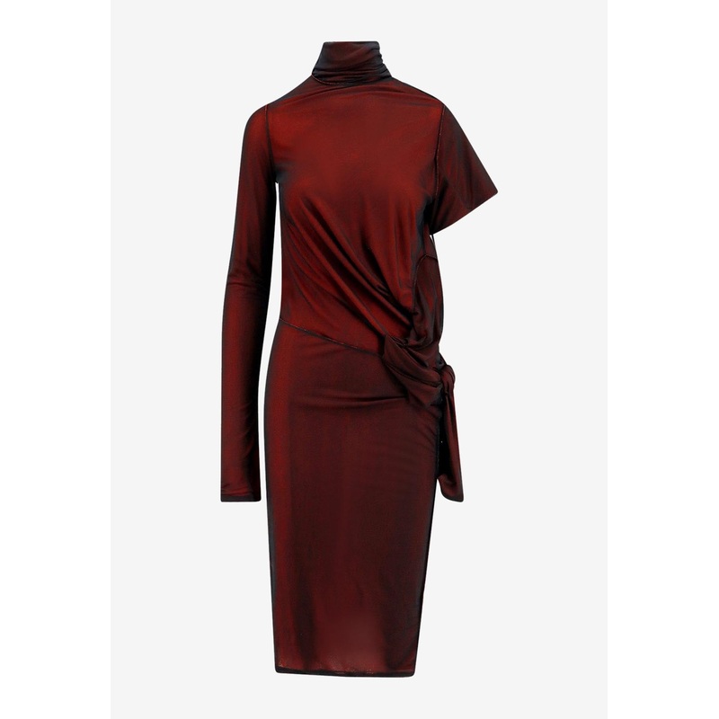 Asymmetric Draped Midi Dress Red wrtwit_IT 38