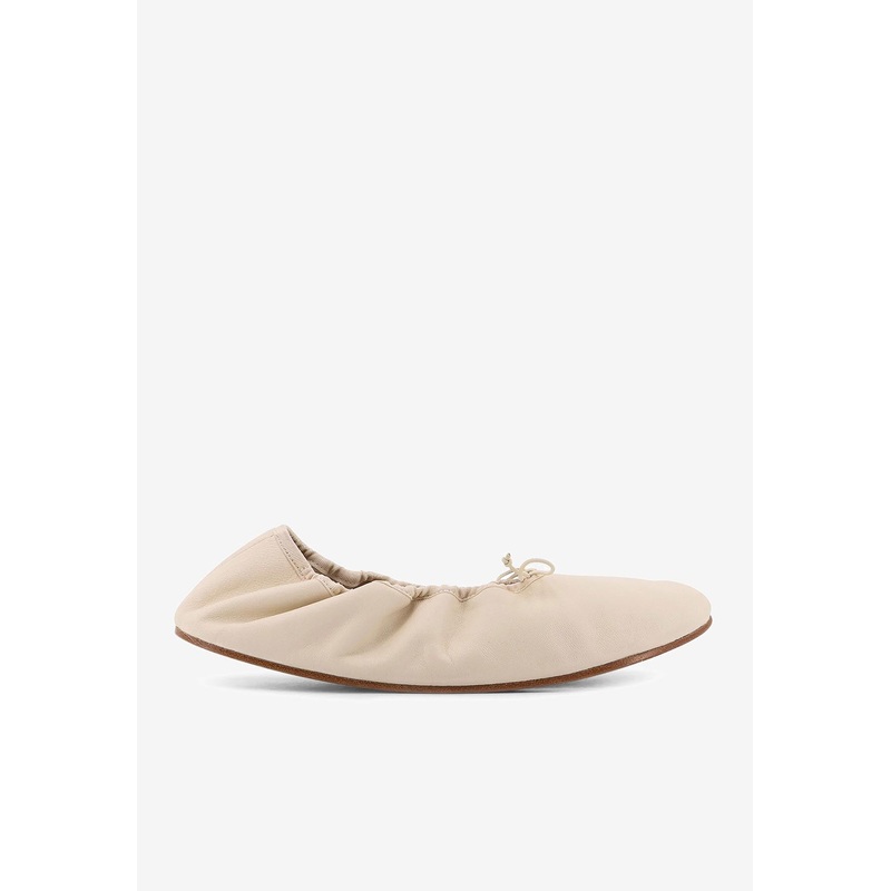 Awar Elasticated Satin Ballet Flats Cream wshoeseu_EU 36