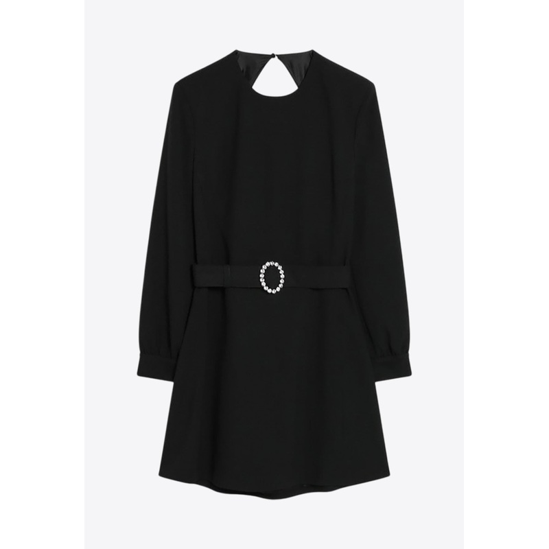 Backless Mini Belted Dress Black wrtwfr_FR 36