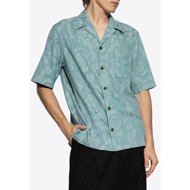Barocco Jacquard Denim Shirt Blue mrtwit_IT 48