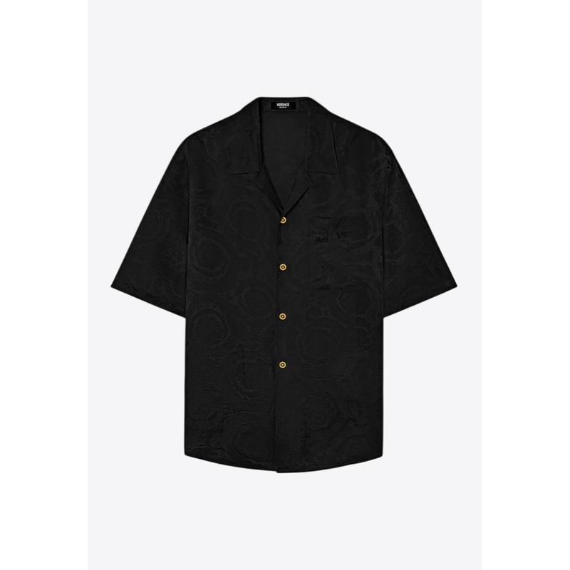Barocco Jacquard Short-Sleeved T-shirt Black mrtwit_IT 46