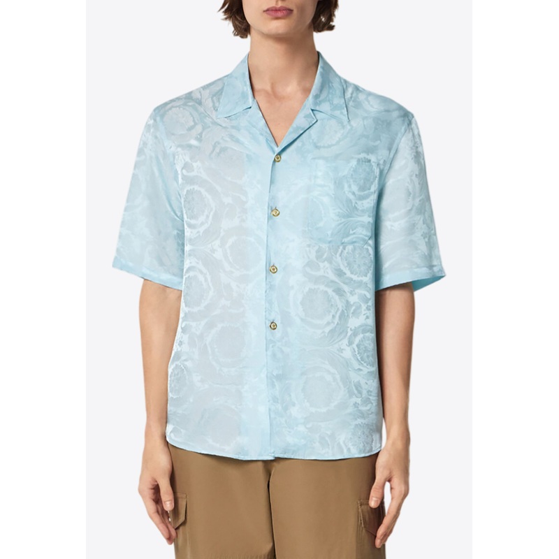 Barocco Jacquard Short-Sleeved T-shirt Light Blue mrtwit_IT 48