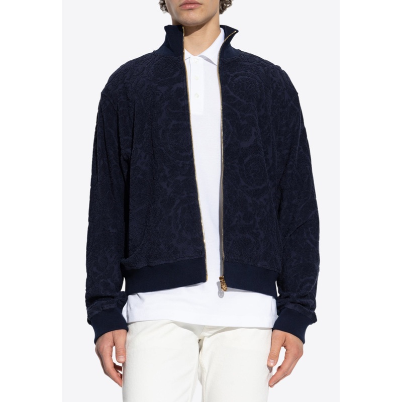 Barocco Jacquard Towel Zip-Up Sweatshirt Blue mrtwstd_XS