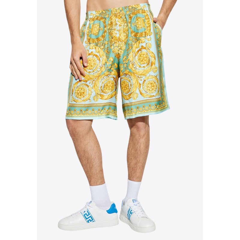 Barocco Print Silk Shorts Multicolor mrtwit_IT 48