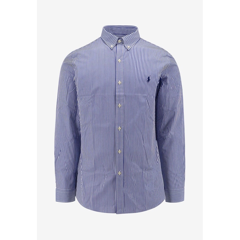 Embroidered Logo Striped Shirt Blue mrtwstd_S