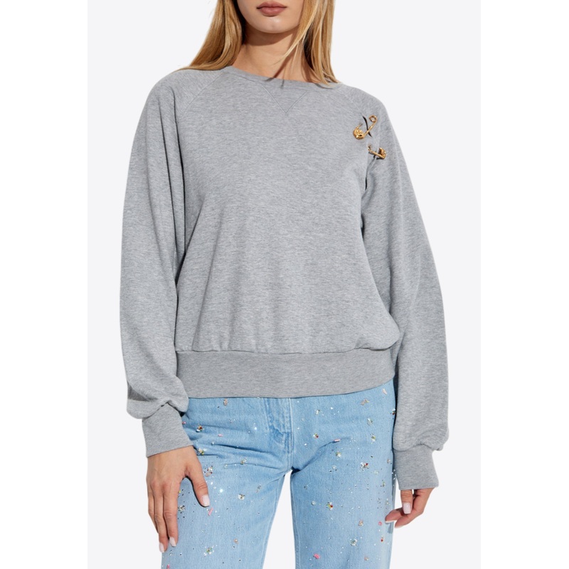 Safety Pin Crewneck Sweatshirt Gray wrtwit_IT 38