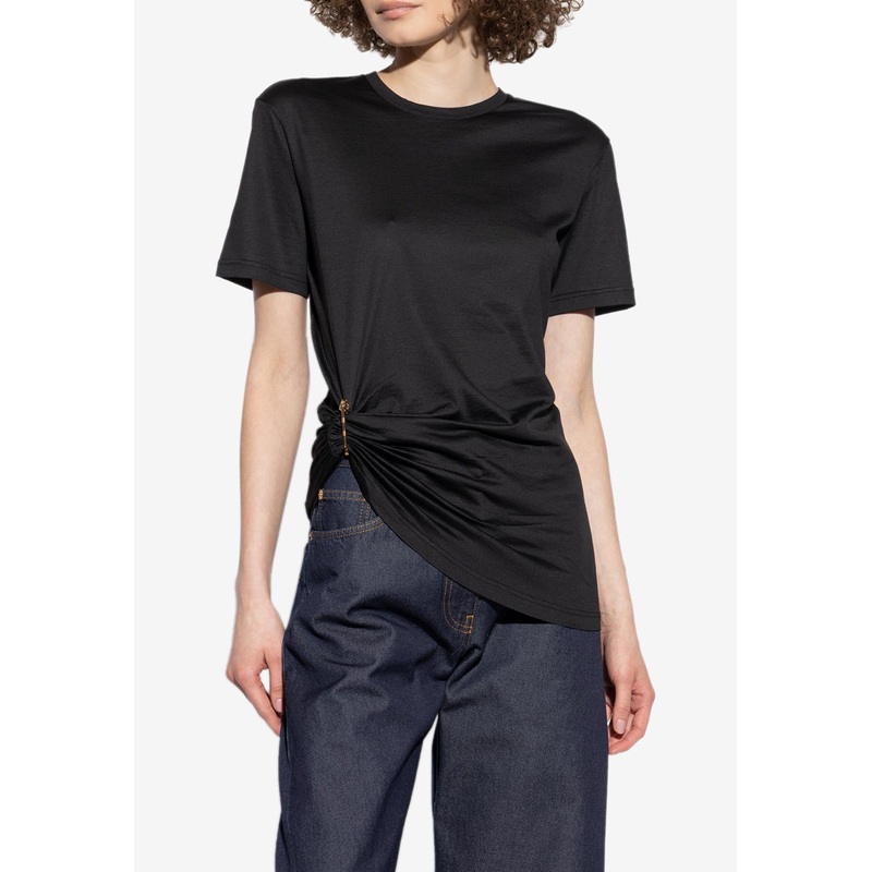Safety Pin Draped Crewneck T-shirt Black wrtwit_IT 38