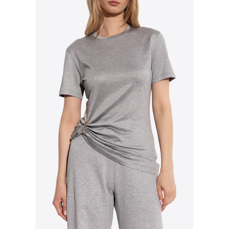 Safety Pin Draped Crewneck T-shirt Gray wrtwit_IT 38