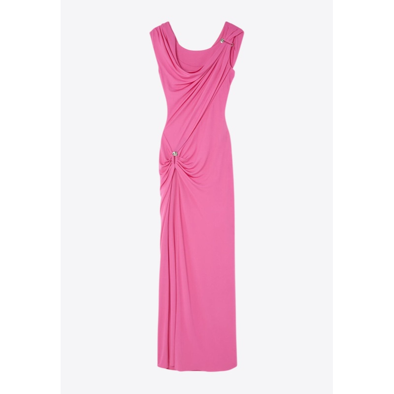 Safety Pin Gathered Maxi Dress Pink wrtwit_IT 40