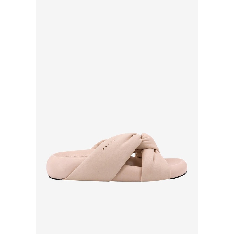 Twisted-Bands Padded Leather Sandals Beige wshoeseu_EU 36