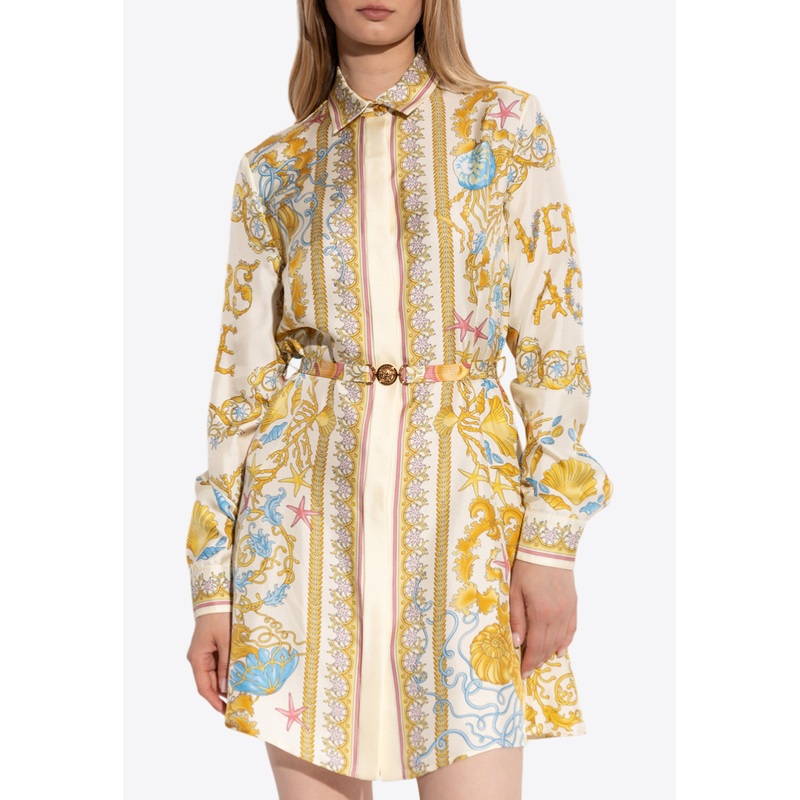 Underwater Barocco Print Mini Shirt Dress Multicolor wrtwit_IT 40