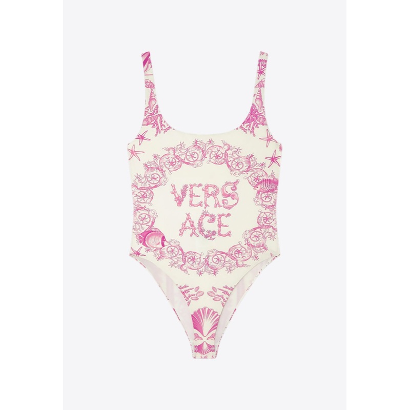 Underwater Barocco Print One-Piece Swimsuit Pink wrtwversacelingerie_2