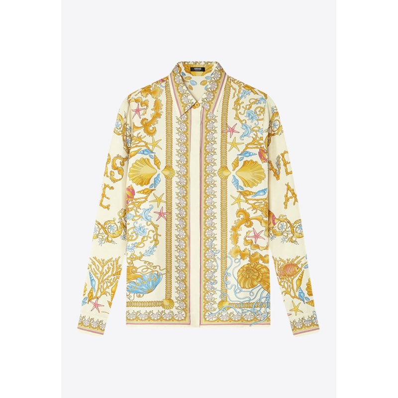 Underwater Barocco Print Silk Shirt Multicolor wrtwit_IT 38