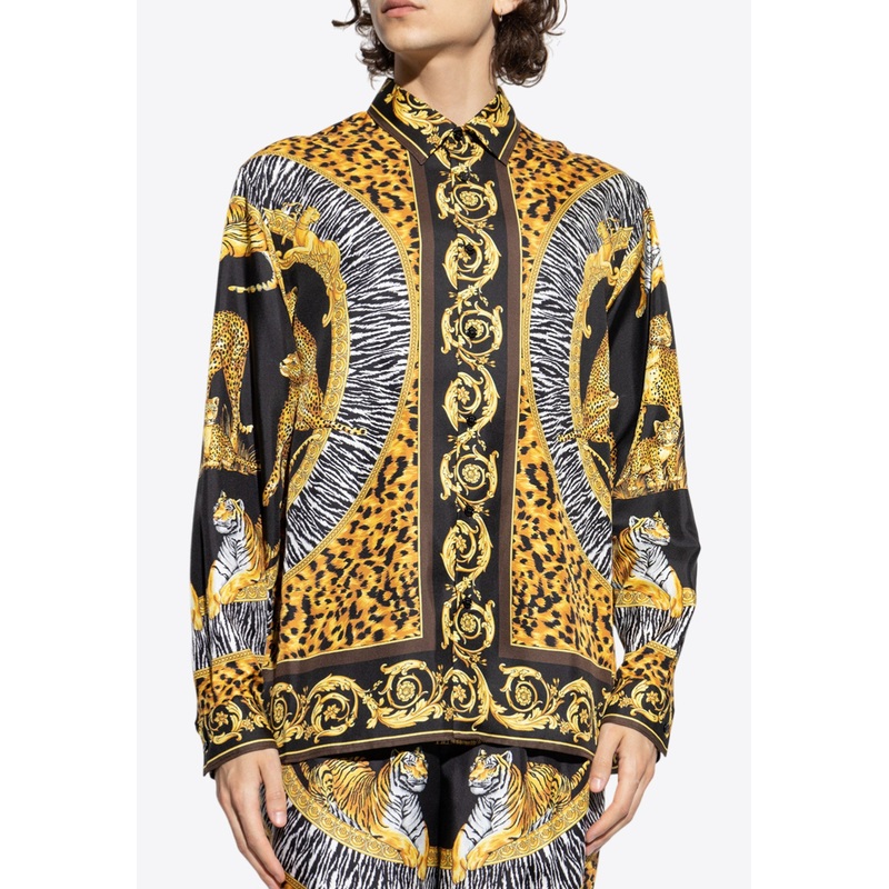 Wild Cats Print Silk Shirt Multicolor mrtwit_IT 48