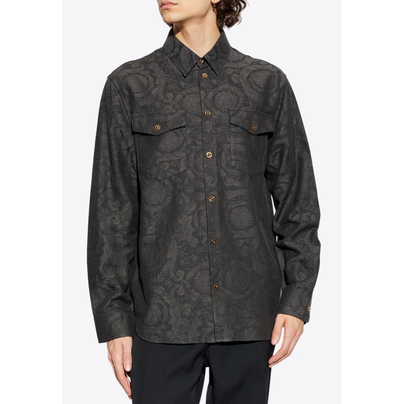 Barocco Jacquard Denim Shirt Black mrtwit_IT 48