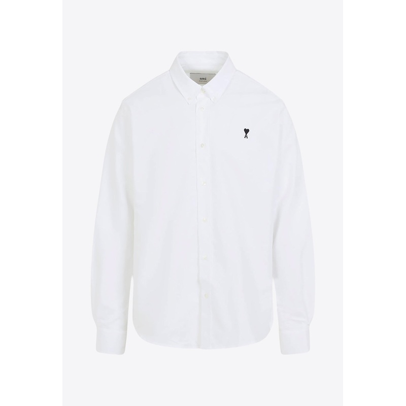 Button-Down Logo-Embroidered Shirt White mrtwshirtseu_EU 40