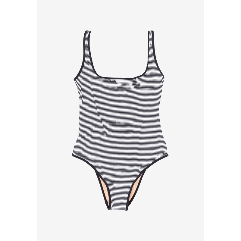 Due Striped One-Piece Swimsuit Monochrome wrtwstd_XS
