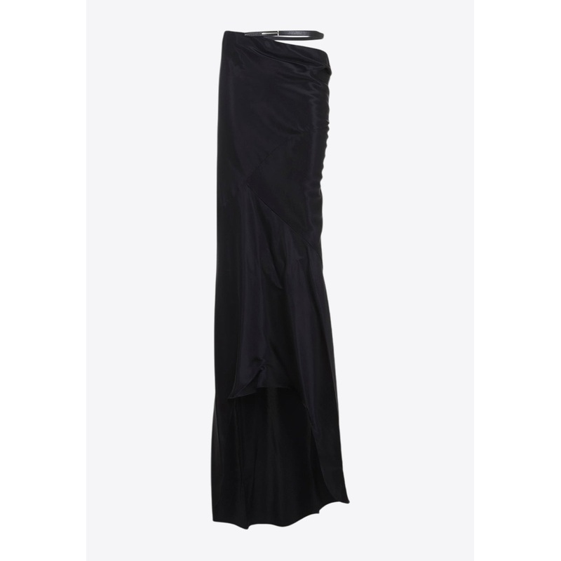 Silk Asymmetrical Midi Skirt Black wrtwit_IT 38