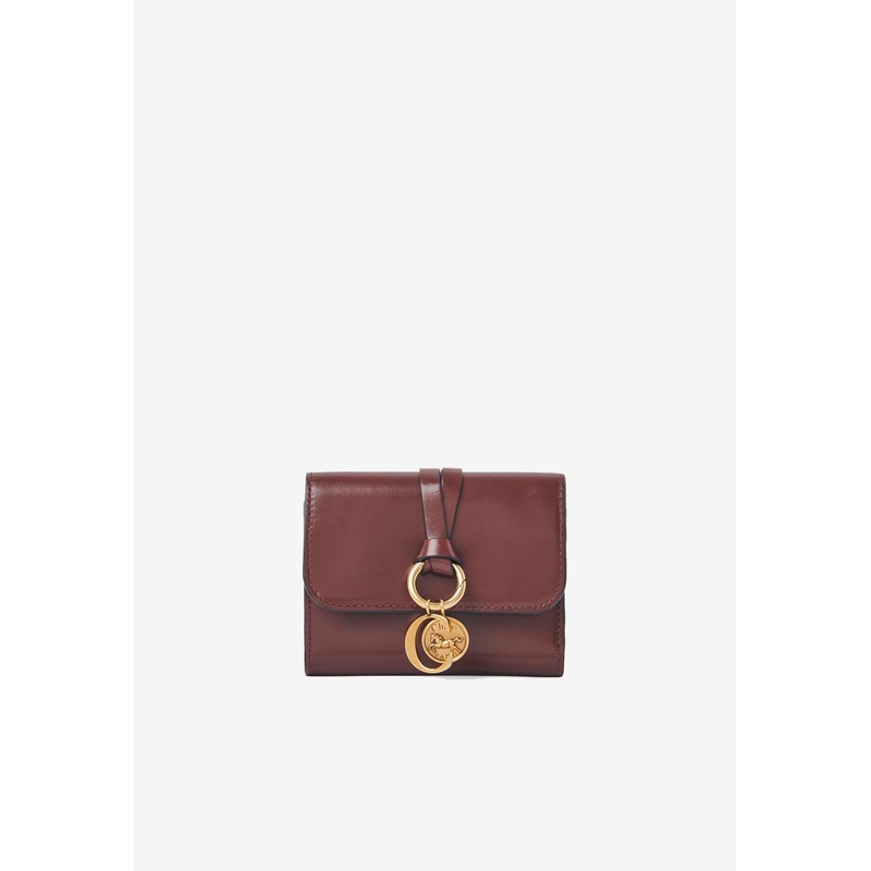 Small Alphabet Tri-Fold Leather Wallet Brown Onesize