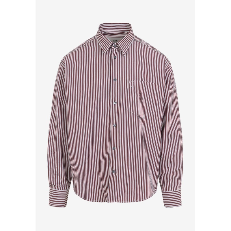 Striped Logo-Embroidered Shirt Red mrtwstd_S