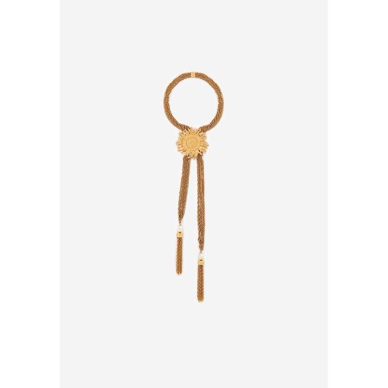 Sunflower Bolo Tie Necklace Gold Onesize