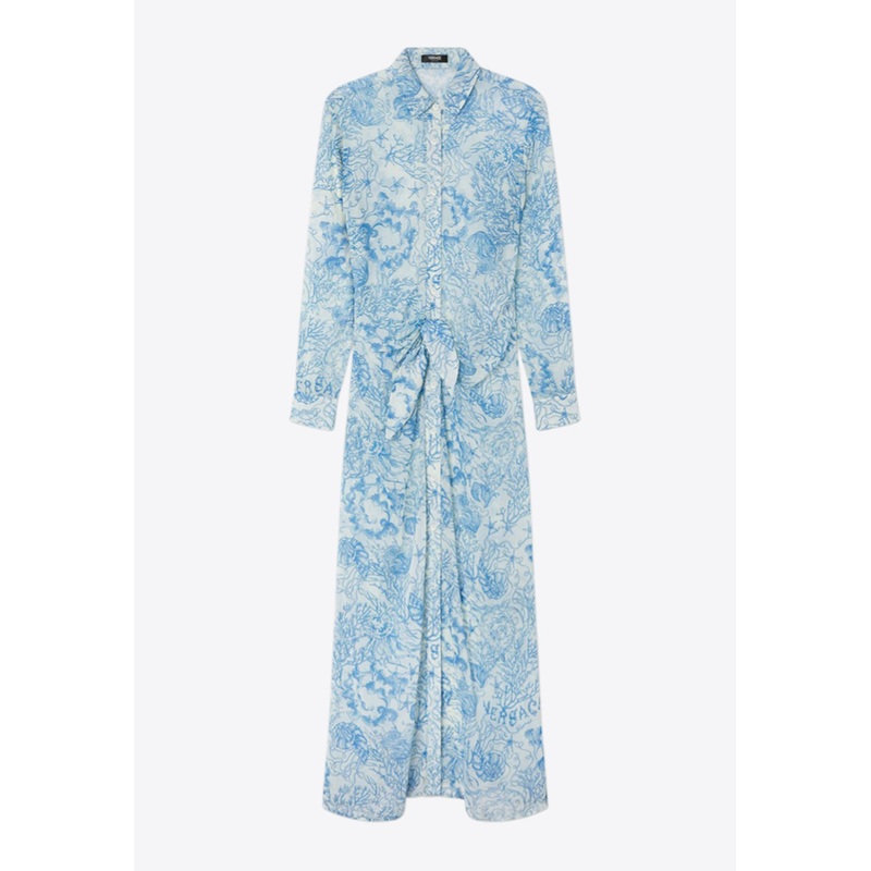 Underwater Barocco Cover-Up Shirt Dress Blue wrtwit_IT 40