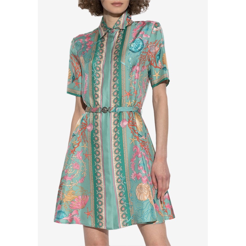 Underwater Barocco Mini Shirt Dress Green wrtwit_IT 40