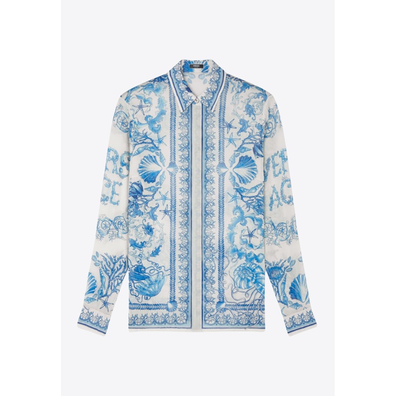 Underwater Barocco Print Shirt Blue wrtwit_IT 38